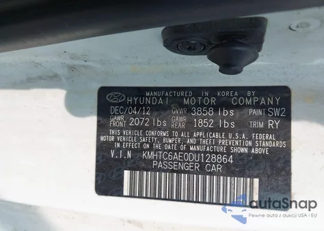 2013 Hyundai Veloster Turbo W/Blue from USA, damaged, VIN KMHTC6AE0DU128864